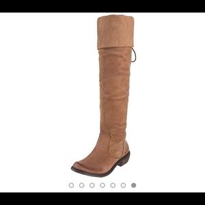 Leather knee high boots